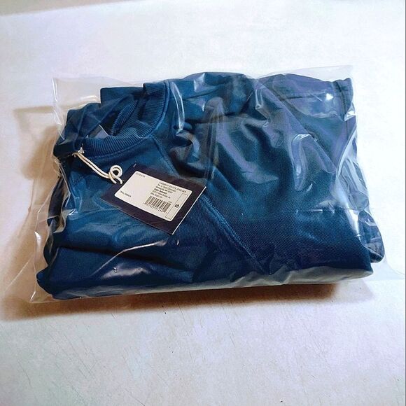 Teal blue color CREW NECK 100% COTTON KNIT PLEATED SLEEVE MINI DRESS WOMEN'S … - Picture 8 of 8